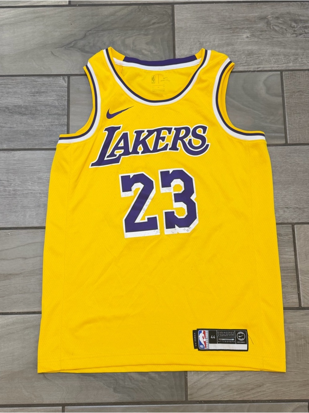 Nike Yellow & Purple Lakers LeBron James Basketball Jersey